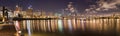 Panorama of Portland Oregon at Night Royalty Free Stock Photo