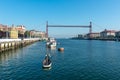 Panorama of Portugalete and Getxo with Hanging Bridge of Bizkaia, Basque Country, Spain Royalty Free Stock Photo