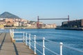 Panorama of Portugalete and Getxo with Hanging Bridge of Bizkaia, Basque Country, Spain Royalty Free Stock Photo