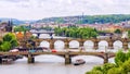 Panorama of Prague bridges, Czech Republic Royalty Free Stock Photo