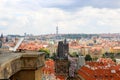 Panorama of Prague view of Charles bridge, on the bridge a crowd Royalty Free Stock Photo