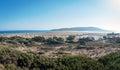 Panorama of Prasonisi bay at south of Rhodes town, Greece Royalty Free Stock Photo