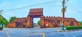 Panorama of Pratu Thanang Gate and the ruins of city wall, Lamphun, Thailand