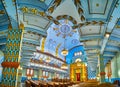 Panorama of the prayer hall of Kazinczy Street Synagogue with women`s galleries above the hall, on February 23 in Budapest,