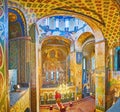 Panorama of the prayer hall of medieval St Cyril Church, on May 18 in Kyiv, Ukraine