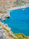 Panorama of Preveli beach Palm beach at Libyan sea, Crete, Greece