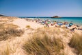 Panorama of a pristine beach in Sardinia.