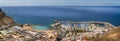 Panorama of Puerto Mogan beach and marina from hilltop in Puerto Mogan, Gran Canaria, Spain Royalty Free Stock Photo