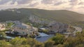 Panorama Puffy clouds at sunset Suburban residences on a mountain from the view at Double Peak P