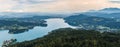 Panorama from Pyramidenkogel, view of the Lake Worthersee, Carinthia, Austria