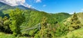 Panorama of Pyrenees with Cassagne Bridge