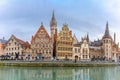 Panorama of Quay Graslei in Ghent town, Belgium Royalty Free Stock Photo