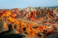 Panorama of rainbow-mountain in Zhangye Danxia Landform in China Royalty Free Stock Photo