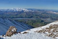 Panorama of Rakaia River Valley from Top of Mount Hutt Royalty Free Stock Photo