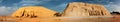 Panorama of Ramesses II and Nefertari temple in Abu Simbel Royalty Free Stock Photo