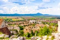 Panorama of Rasnov town as seen from the walls of the citadel in Rasnov, Brasov County, Transylvania, Romania