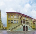 Panorama of the Rathaus Bern building on Rathausplatz square in Bern, Switzerland