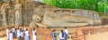 Panorama of Reclining Buddha statue in Gal Viharaya Royalty Free Stock Photo