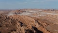 A panorama of the red rock and salt formations of the Valle de la Luna, Valley of the Moon, in the Atacama Desert, Chile Royalty Free Stock Photo