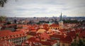 Panorama of red roofs skyline of Prague city Czech republic