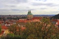 Panorama of red roofs skyline of Prague city Czech republic