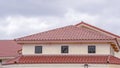 Panorama Tiled roof on a building with ventilation windows Royalty Free Stock Photo