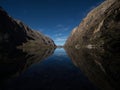 Panorama reflection of andean alpine mountain lake Laguna Chinancocha Llanganuco Huaraz Yungay Ancash Peru