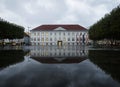 Panorama reflection of historic facade building city town hall of Klagenfurt am Worthersee Neuer Platz Carinthia Austria