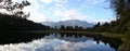 Panorama - Reflection on Lake Matheson, New Zealand Royalty Free Stock Photo