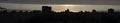 Panorama of a residential area in the morning twilight above it an unusual skyline