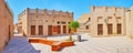 Panorama of restored houses in Al Shindagha neighborhood, Dubai, UAE Royalty Free Stock Photo