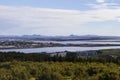 Panorama of Reykjavik, lake and houses side view Royalty Free Stock Photo