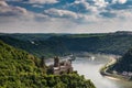 Panorama of the Rhine River Valley with Castle Katz Royalty Free Stock Photo