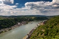 Panorama of the Rhine River Valley with Castle Katz Royalty Free Stock Photo