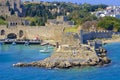 Panorama of Rhodes town, Greece Royalty Free Stock Photo