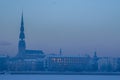 Panorama of Riga in winter time