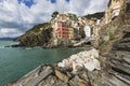 Panorama of Riomaggiore and stunning colorful buildings,Cinque T Royalty Free Stock Photo