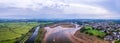 Panorama of River Exe in Topsham and Exeter from a drone, Devon, England Royalty Free Stock Photo