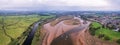 Panorama of River Exe in Topsham and Exeter from a drone, Devon, England Royalty Free Stock Photo