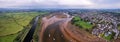 Panorama of River Exe in Topsham and Exeter from a drone, Devon, England Royalty Free Stock Photo