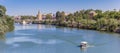 Panorama of the river Guadalquivir and the golden tower in Sevilla