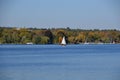 Panorama at the River Havel, Lake Wannsee in Autumn, Zehlendorf, Berlin Royalty Free Stock Photo