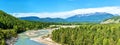 Panorama river Irkut in the Tunka Valley Royalty Free Stock Photo