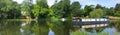 Panorama of the River Ouse at St Neots with Narrow Boat.