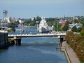Panorama of the river Pregel in Kaliningrad Royalty Free Stock Photo