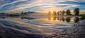 Panorama of River Reflection Royalty Free Stock Photo
