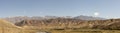 Panorama of road through Chu River Valley gorge in rural Kyrgyzstan
