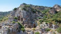 Panorama Rock tombs in Myra, Demre, Turkey Royalty Free Stock Photo