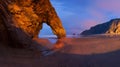 Panorama of rocky arch at the Adraga beach