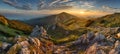 Panorama rocky mountain at sunset in Slovakia